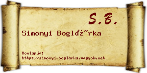Simonyi Boglárka névjegykártya