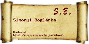 Simonyi Boglárka névjegykártya